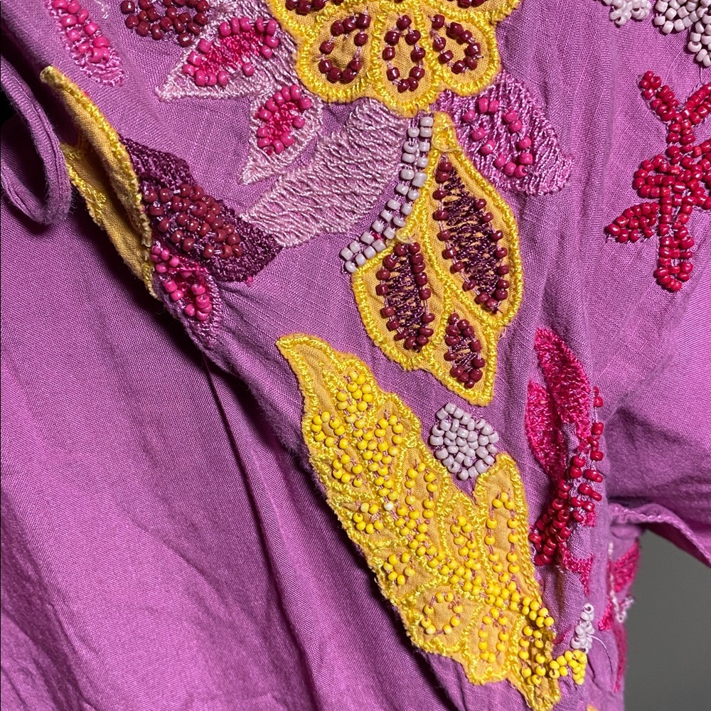 Anthropologie Magenta Dress with Embroidered Details - Picture 11 of 14